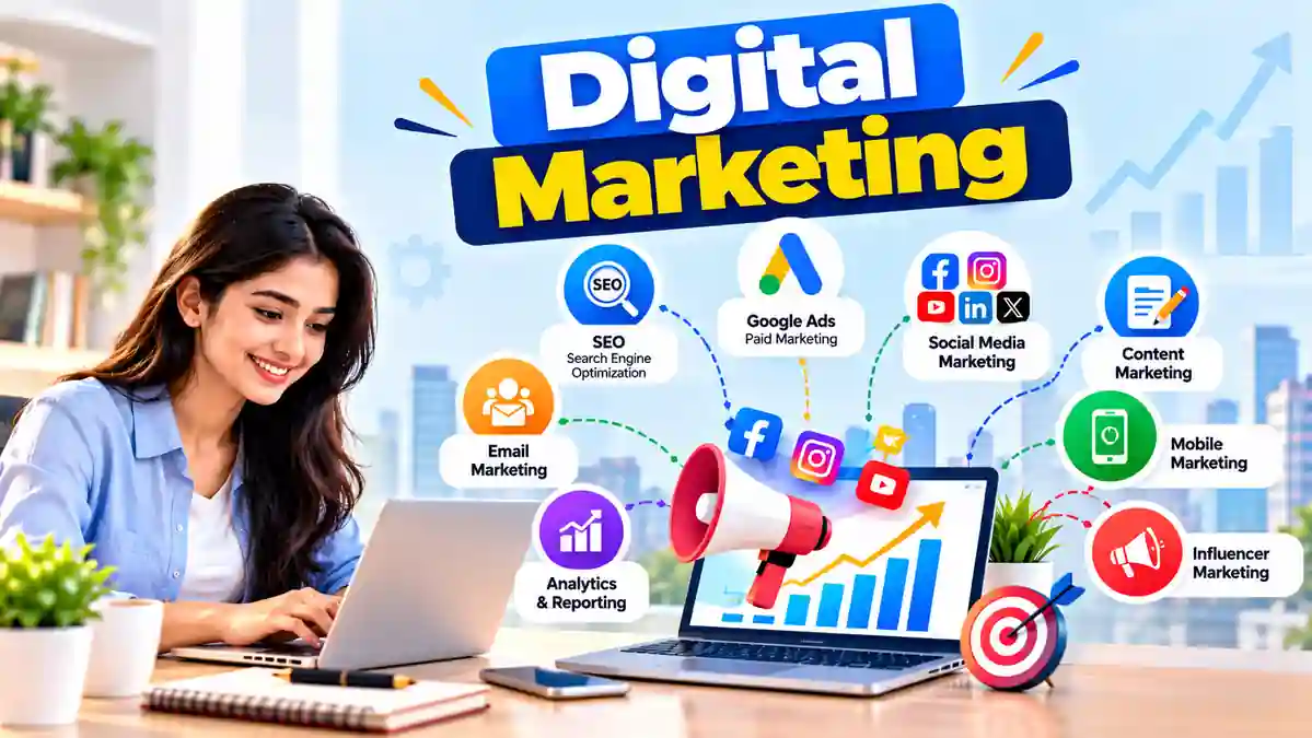 Digital Marketing क्या है – SEO, Google Ads, Social Media और Content Marketing